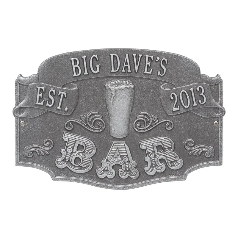 Whitehall Products Established Bar Standard Wall Plaque One Line