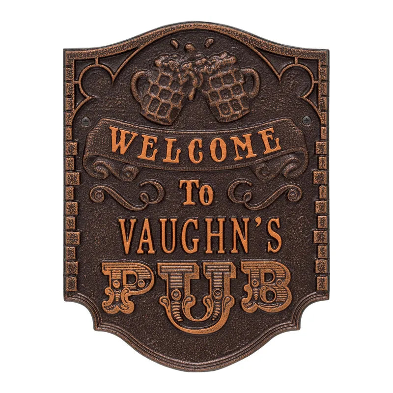 Whitehall Products Pub Welcome Standard Wall Plaque One Line Black/gold