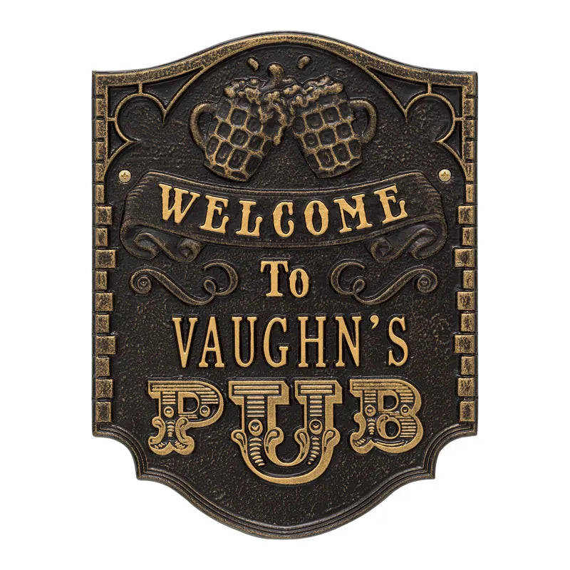 Whitehall Products Pub Welcome Standard Wall Plaque One Line Bronze Verdigris