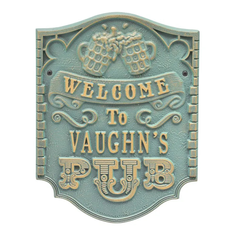 Whitehall Products Pub Welcome Standard Wall Plaque One Line Oil Rubbed Bronze