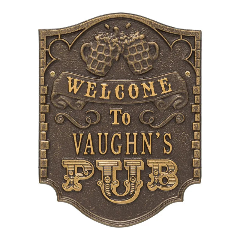 Whitehall Products Pub Welcome Standard Wall Plaque One Line Pewter/silver