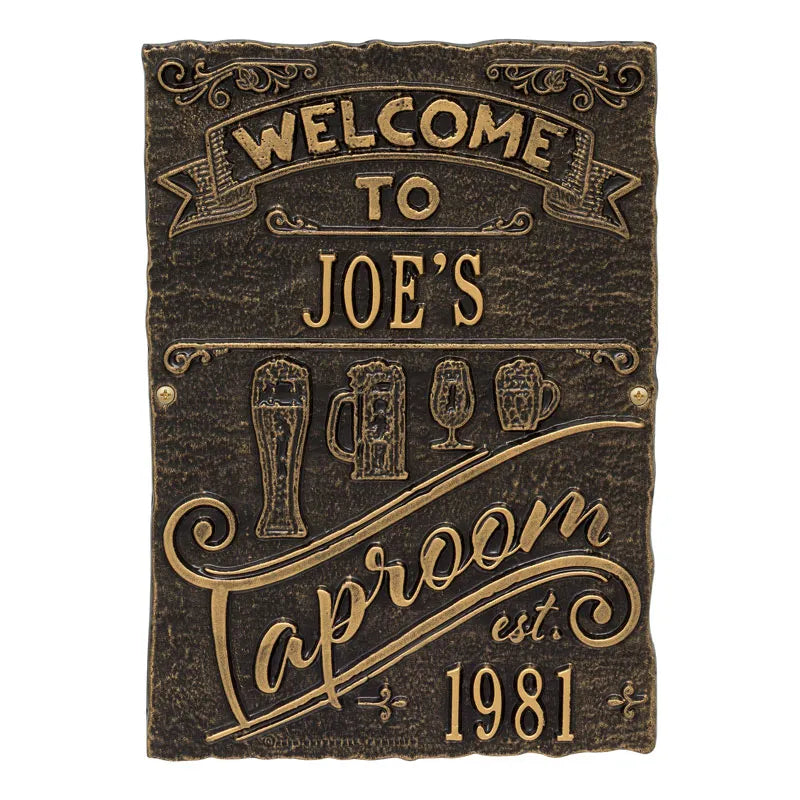 Whitehall Products Tap Room Brew Pub Plaque Bronze Verdigris