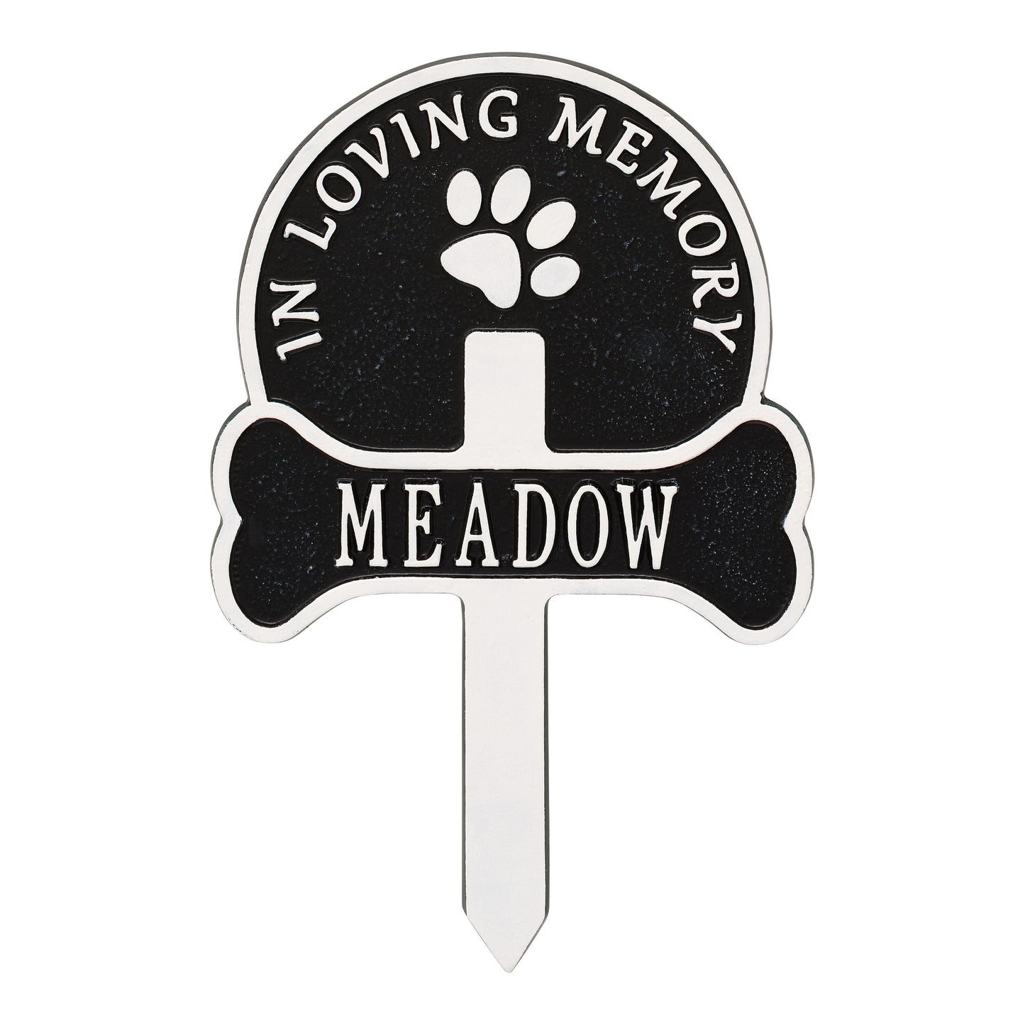 Whitehall Products Paw And Bone Personalized Pet Memorial Yard Sign One Line White/gold