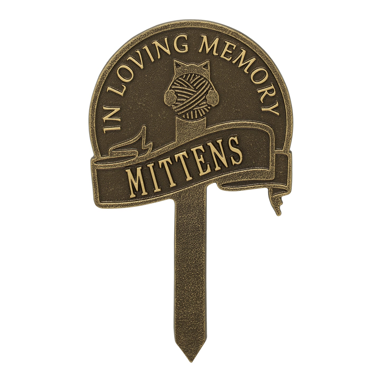 Whitehall Products Cat With Yarn Personalized Memorial Yard Sign One Line Black/white