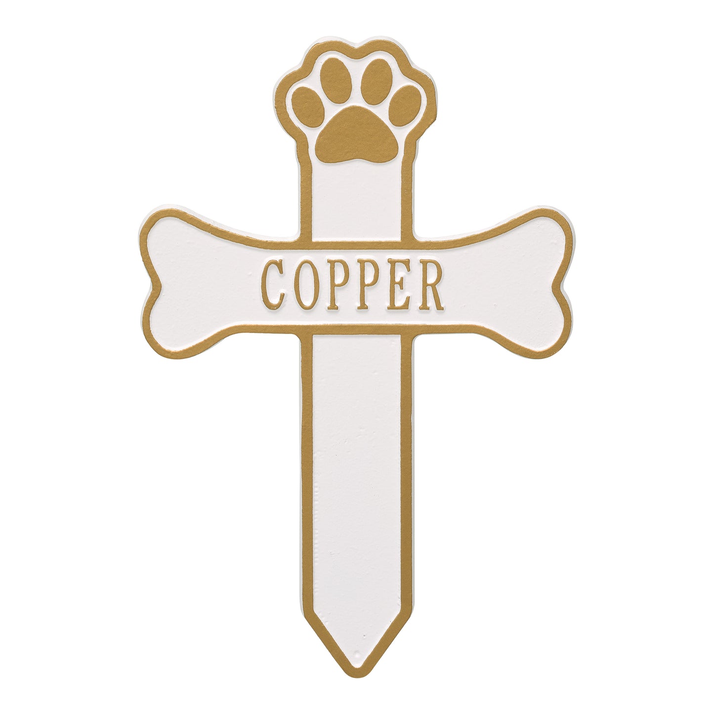 Whitehall Products Dog Paw And Bone Personalized Memorial Cross One Line