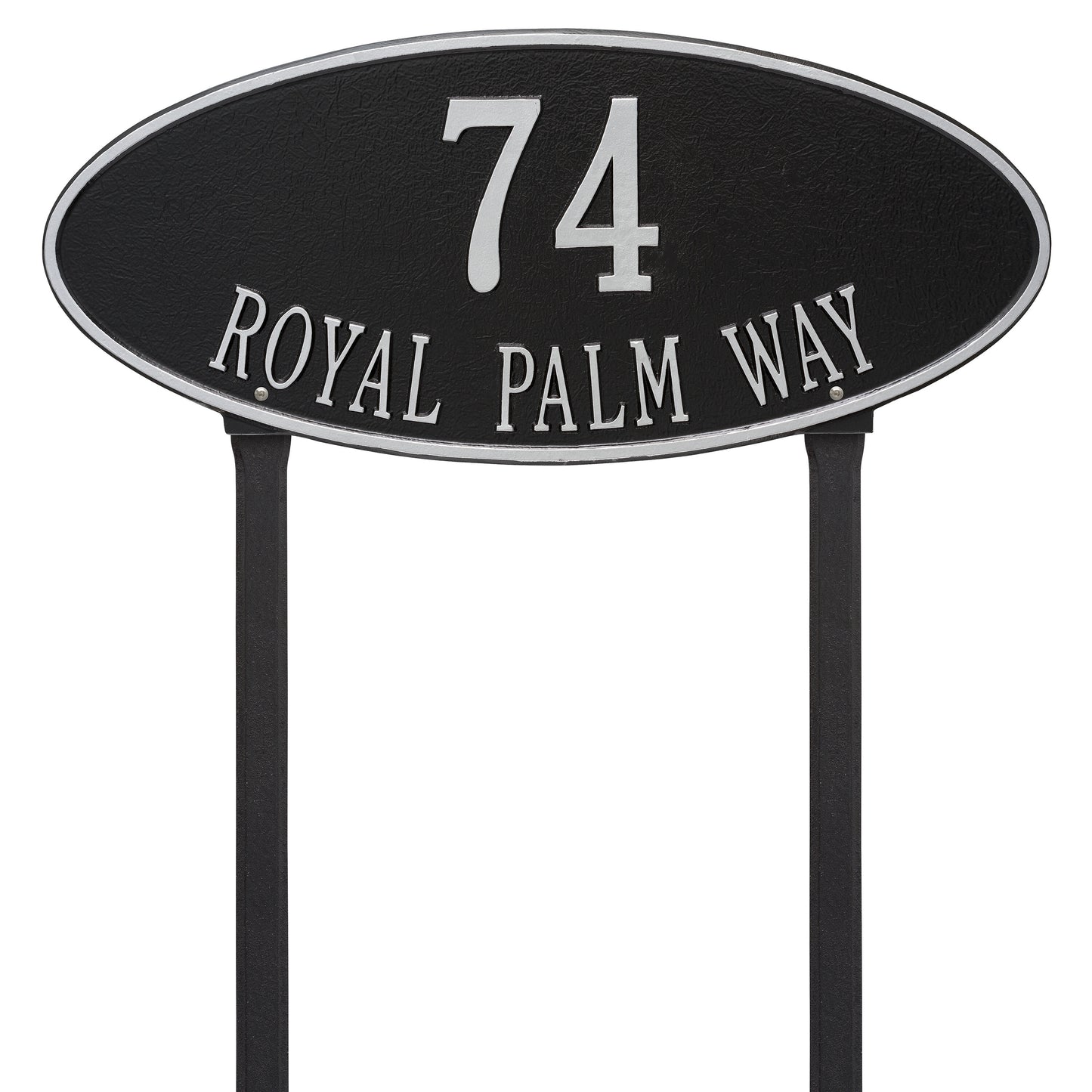 Madison Oval Estate Lawn Address Plaque - Two Lines