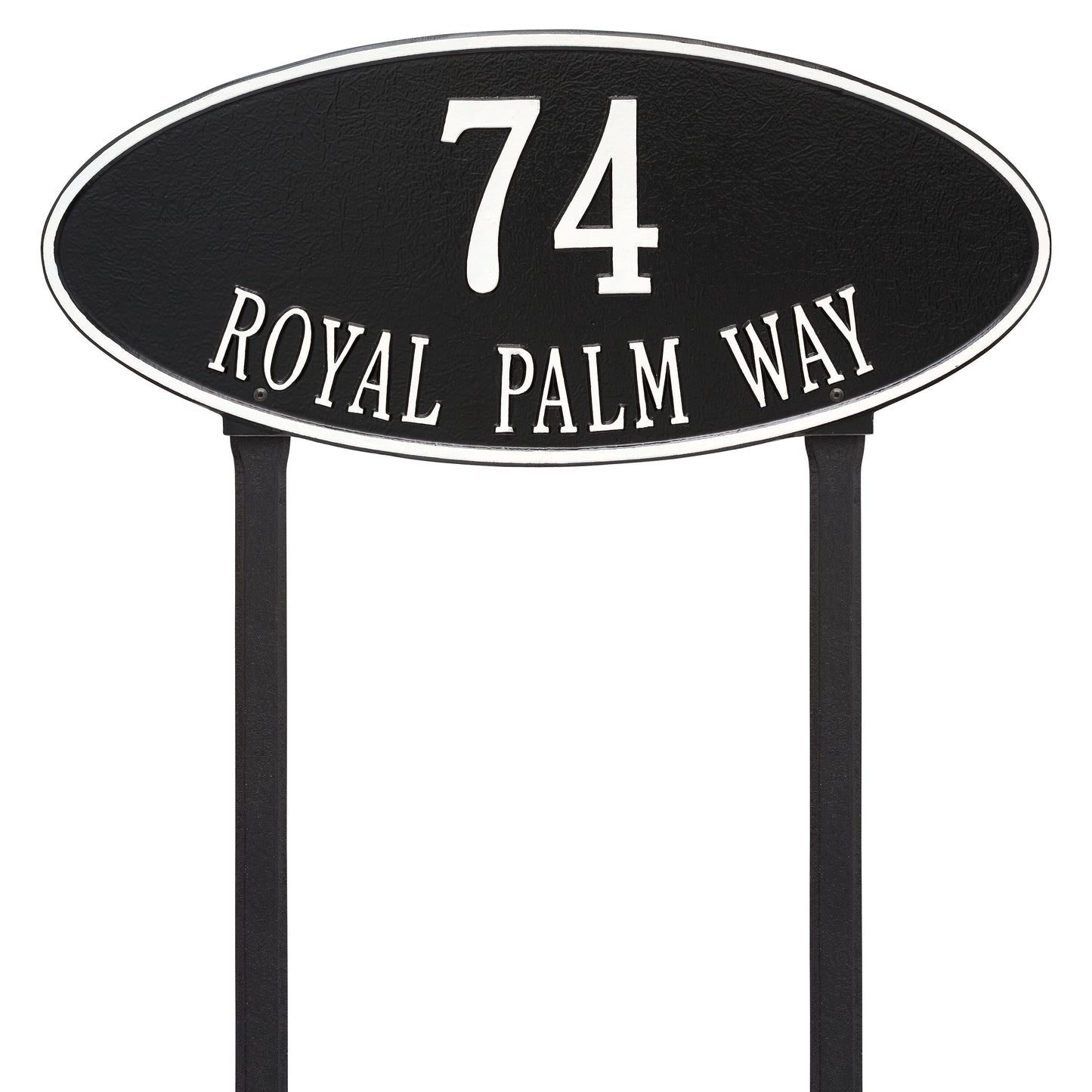 Madison Oval Estate Lawn Address Plaque - Two Lines