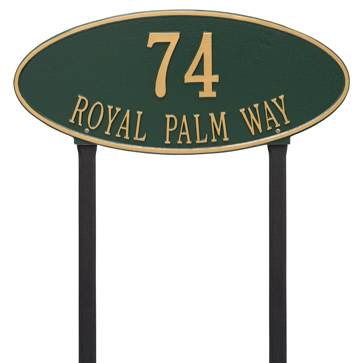Madison Oval Estate Lawn Address Plaque - Two Lines