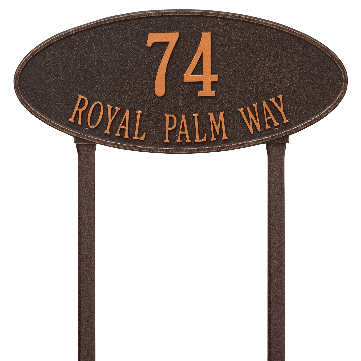 Madison Oval Estate Lawn Address Plaque - Two Lines