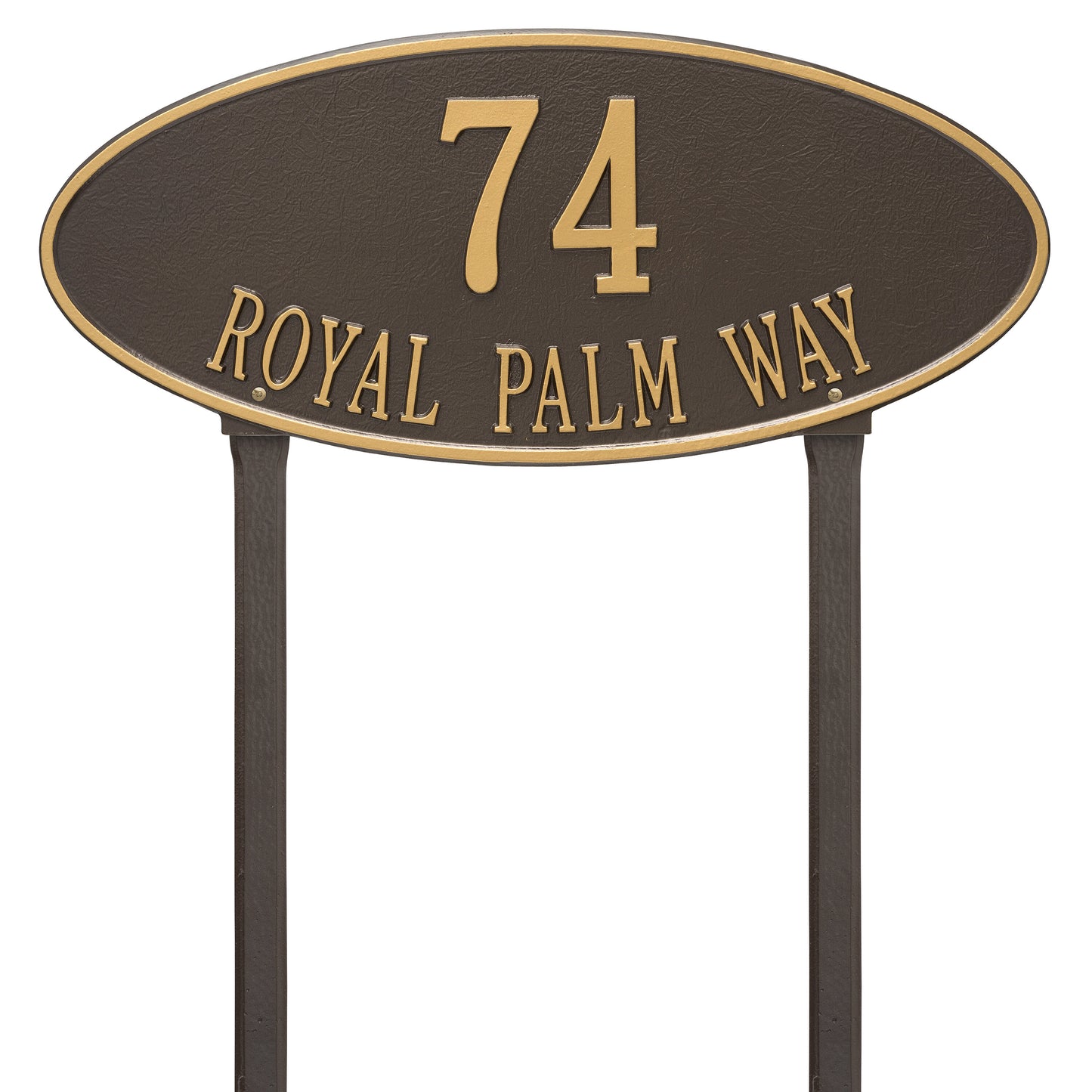 Madison Oval Estate Lawn Address Plaque - Two Lines