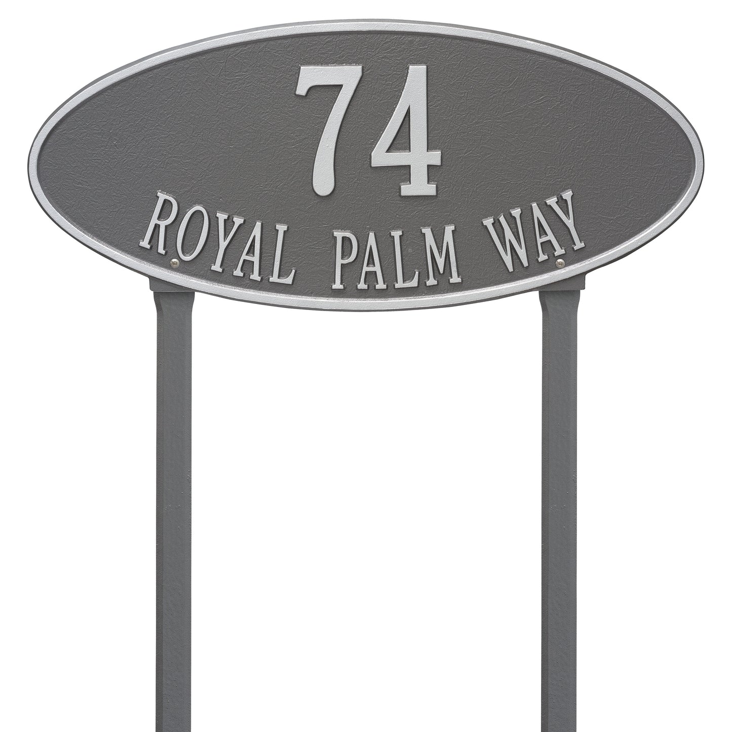Madison Oval Estate Lawn Address Plaque - Two Lines