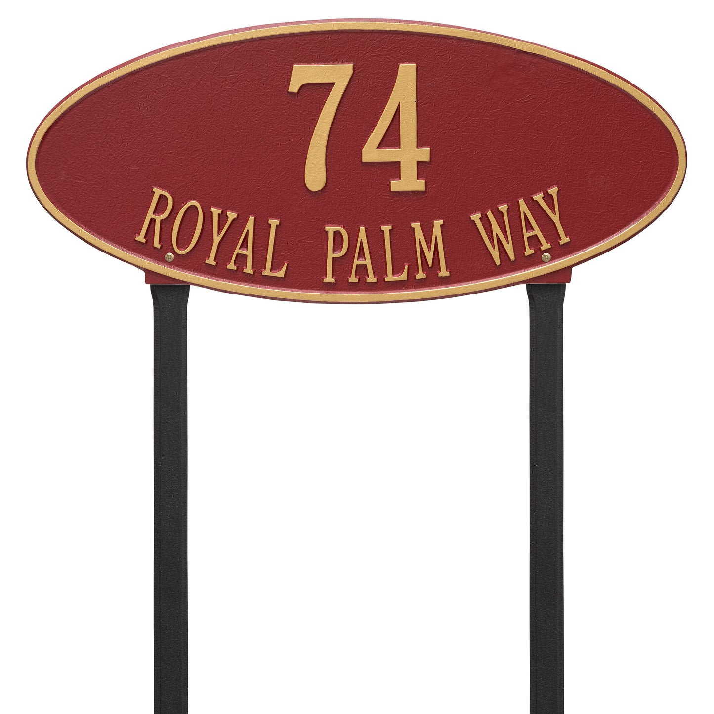 Madison Oval Estate Lawn Address Plaque - Two Lines