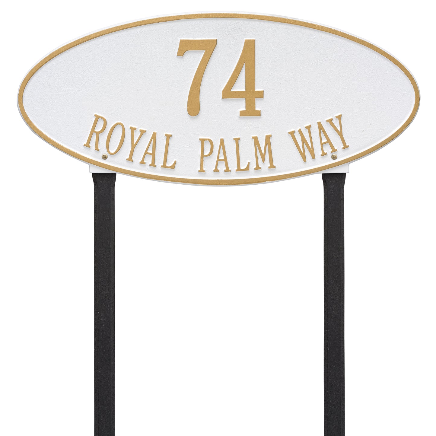 Madison Oval Estate Lawn Address Plaque - Two Lines