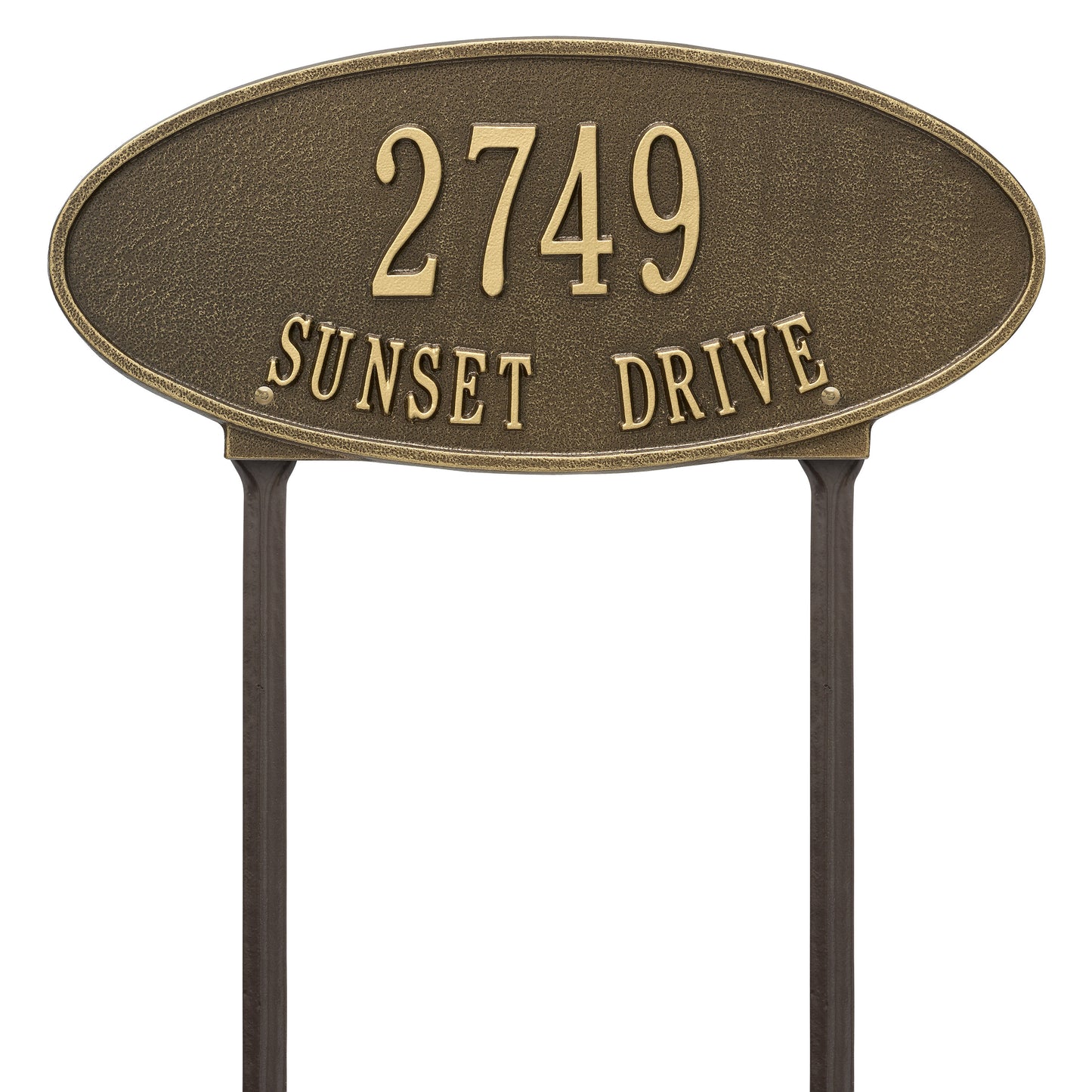 Madison Oval Standard Lawn Address Plaque - Two Lines
