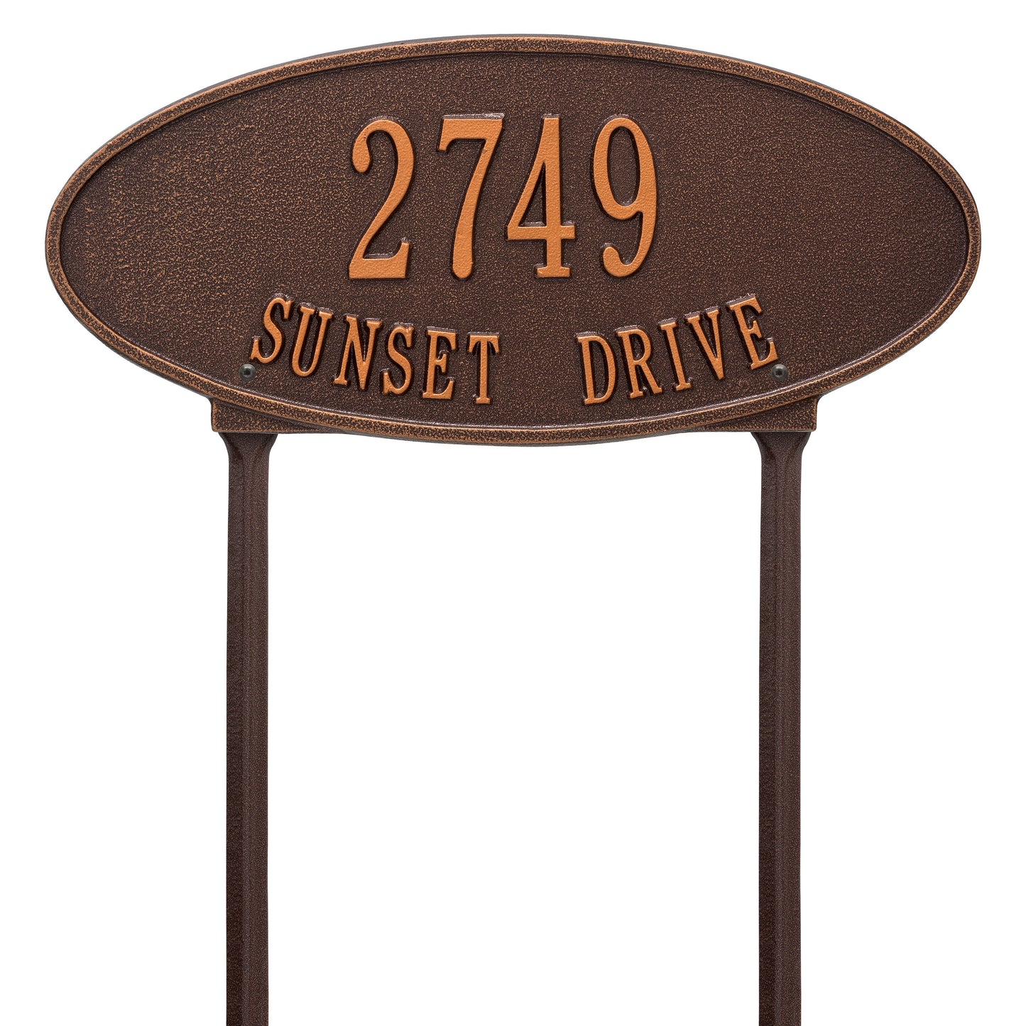 Madison Oval Standard Lawn Address Plaque - Two Lines