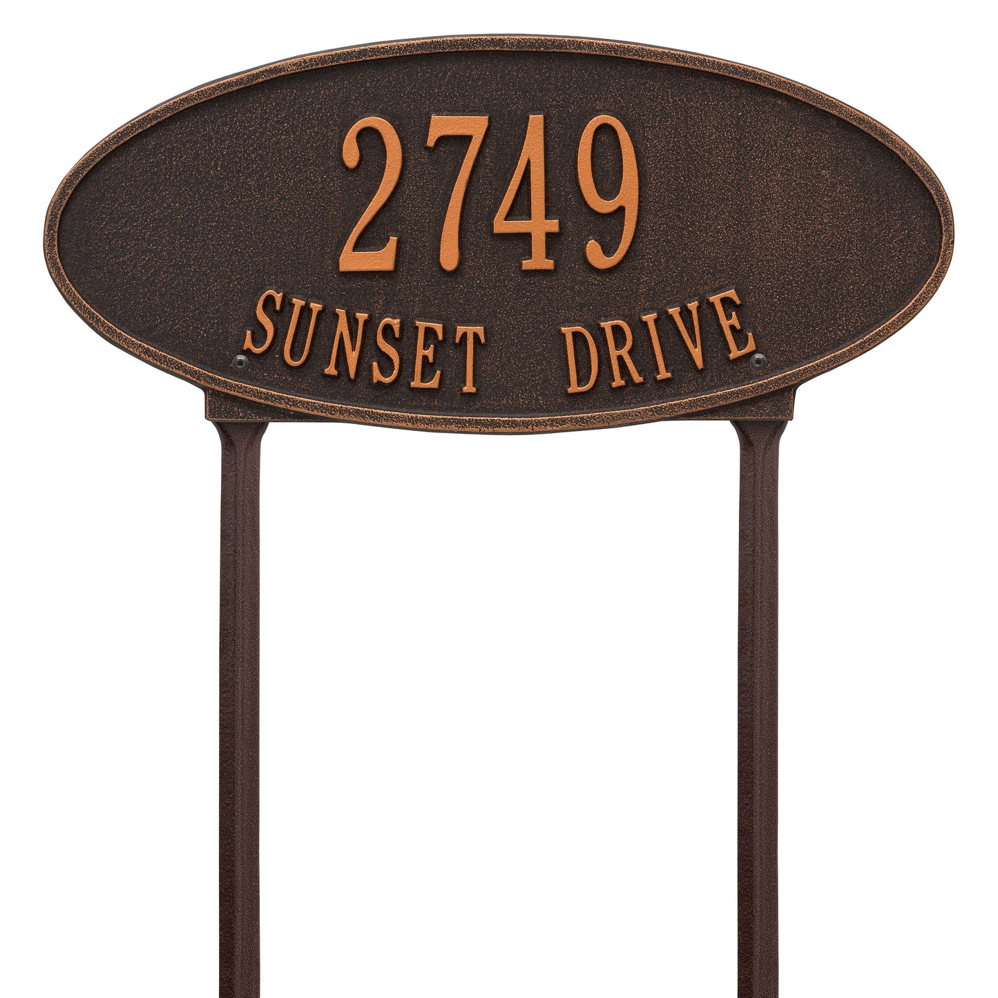 Madison Oval Standard Lawn Address Plaque - Two Lines