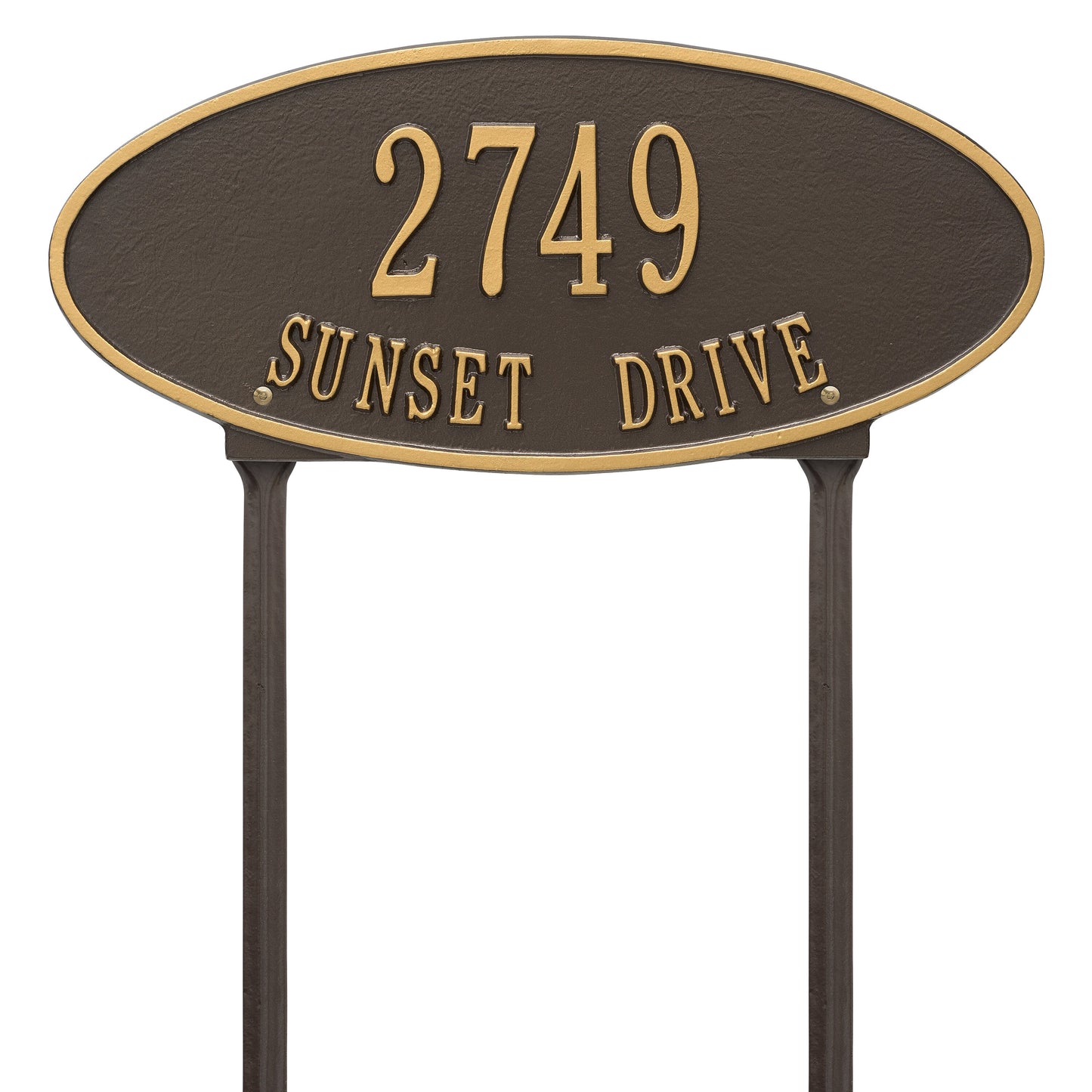 Madison Oval Standard Lawn Address Plaque - Two Lines