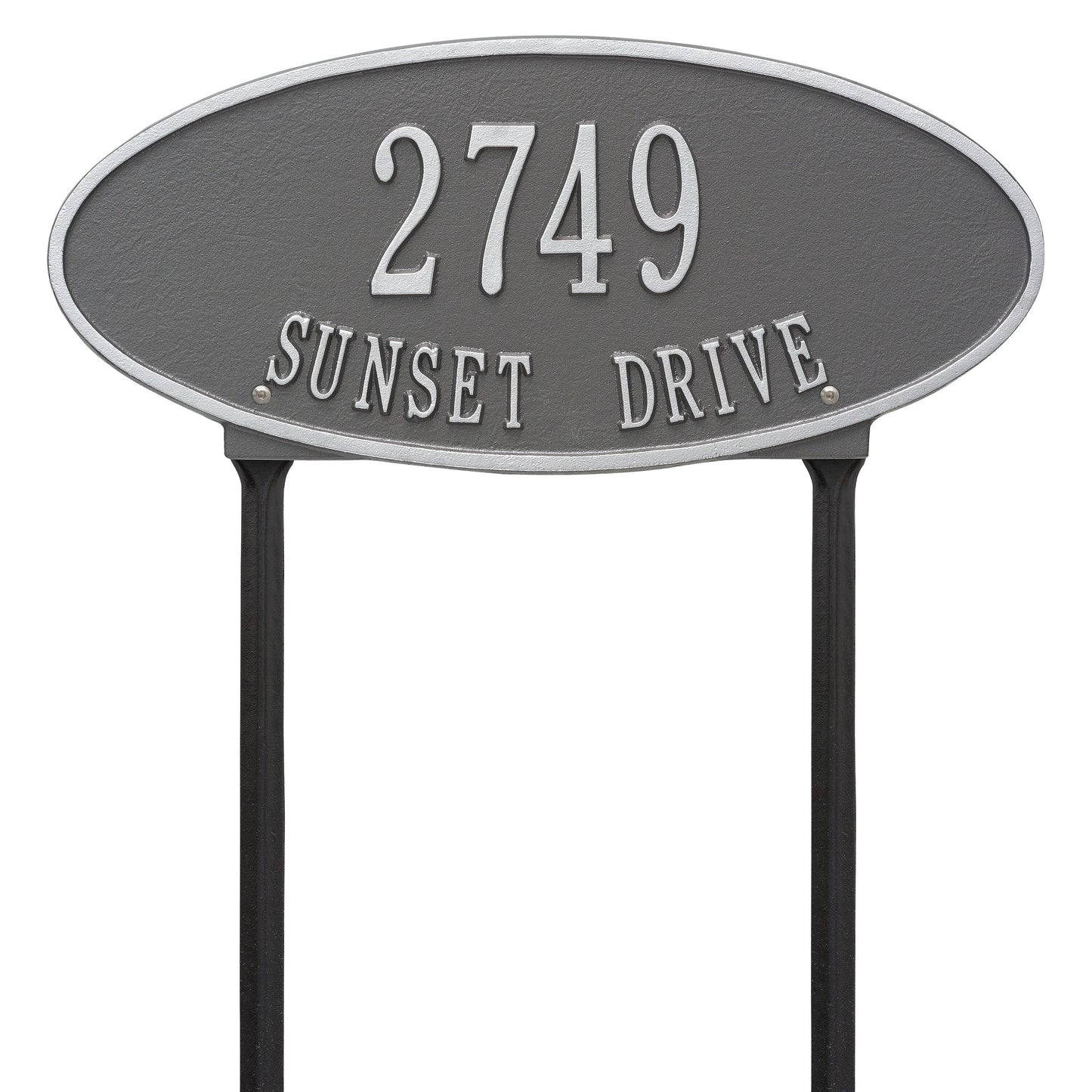 Madison Oval Standard Lawn Address Plaque - Two Lines