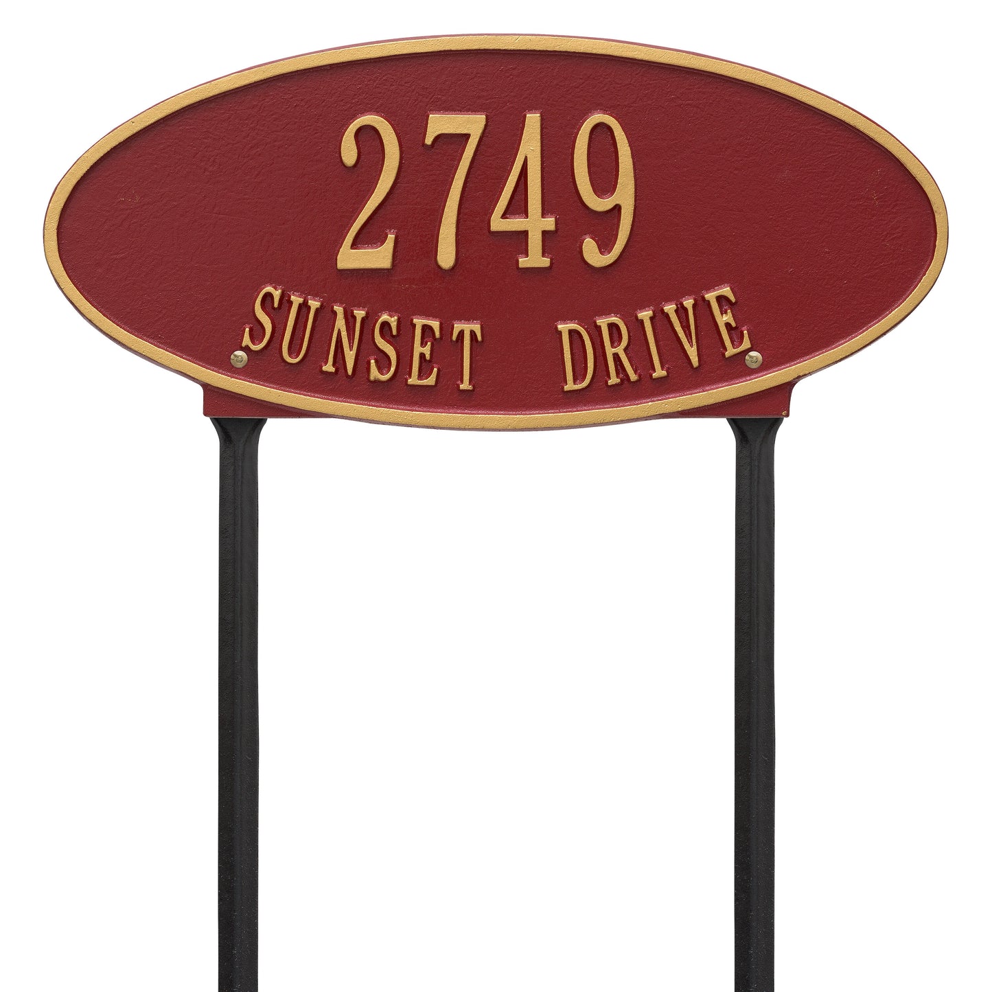 Madison Oval Standard Lawn Address Plaque - Two Lines