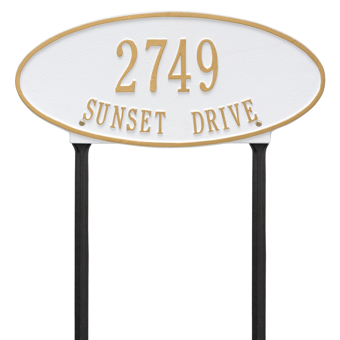Madison Oval Standard Lawn Address Plaque - Two Lines