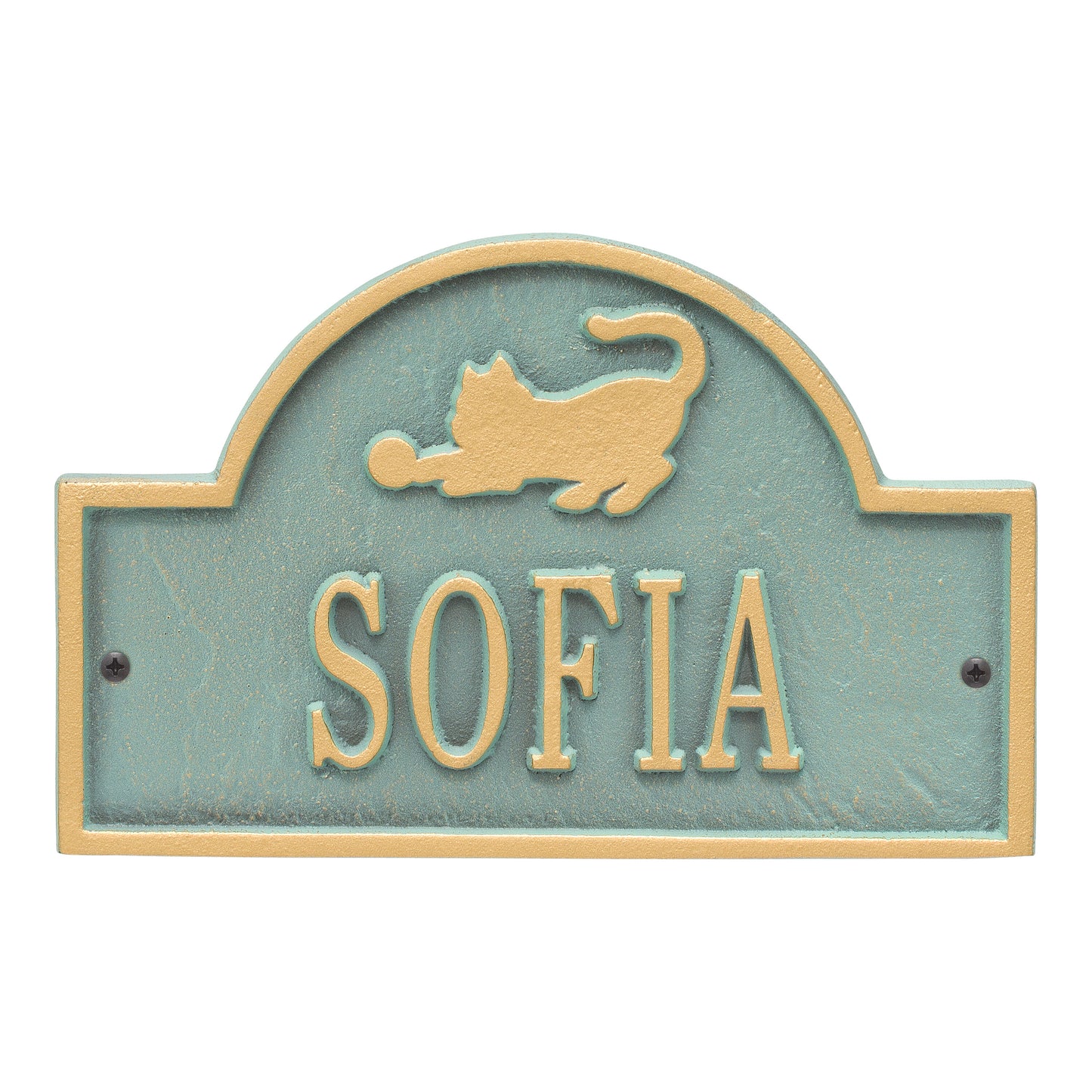 Whitehall Products Cat Arch Mini Personalized Wall Plaque One Line Weathered Limestone/dark Bronze