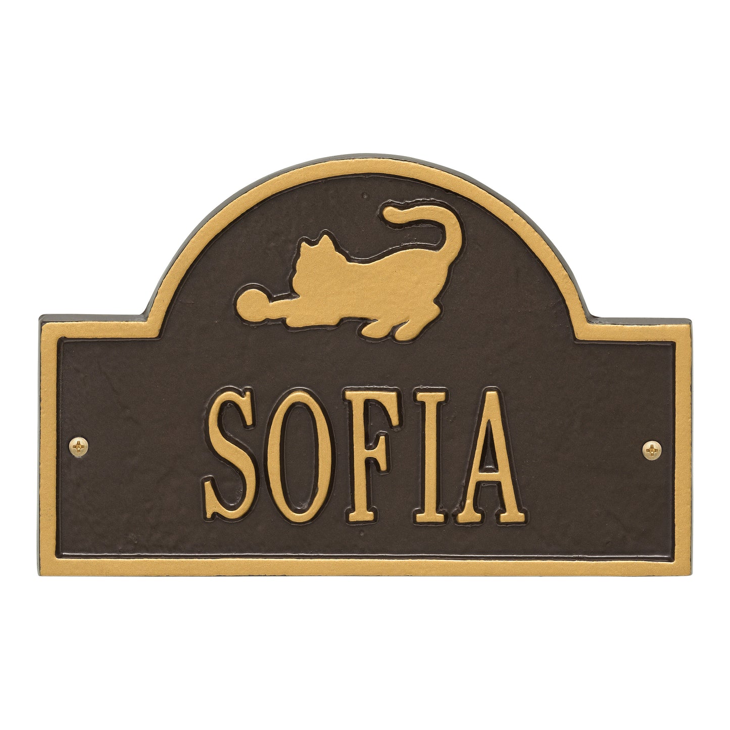 Whitehall Products Cat Arch Mini Personalized Wall Plaque One Line