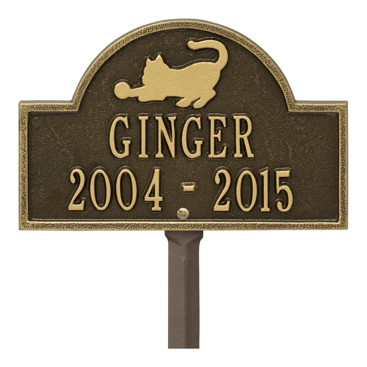 Whitehall Products Cat Arch Mini Personalized Lawn Plaque Two Lines Black/white