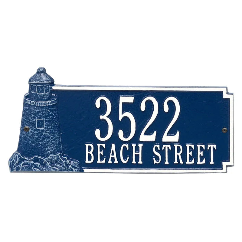 Whitehall Products Personalized Lighthouse Rectangle Plaque Two Lines Bronze/gold