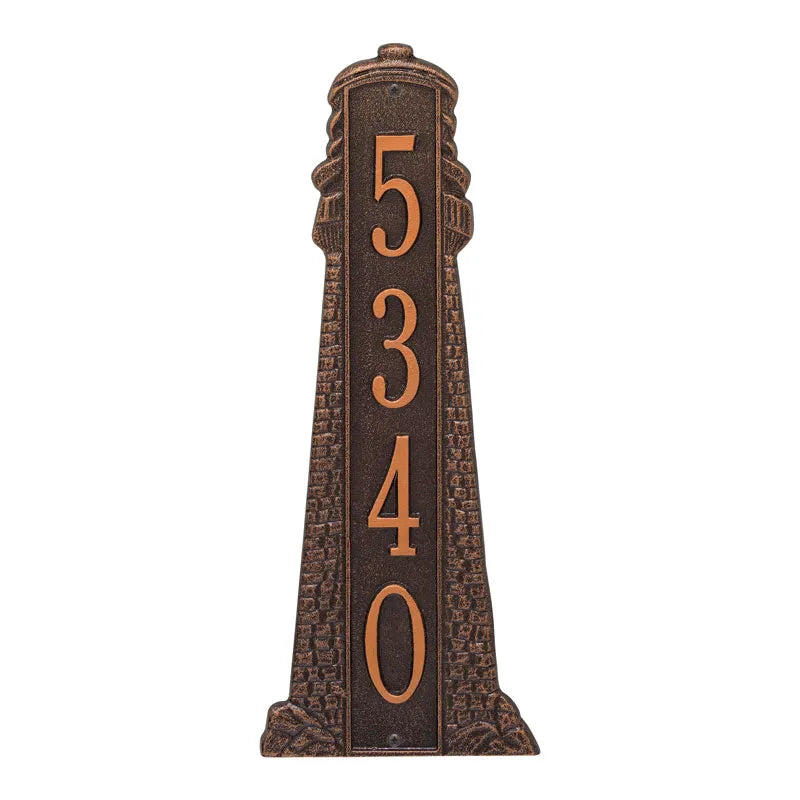 Whitehall Products Personalized Lighthouse Vertical Wall Plaque One Line Black/gold