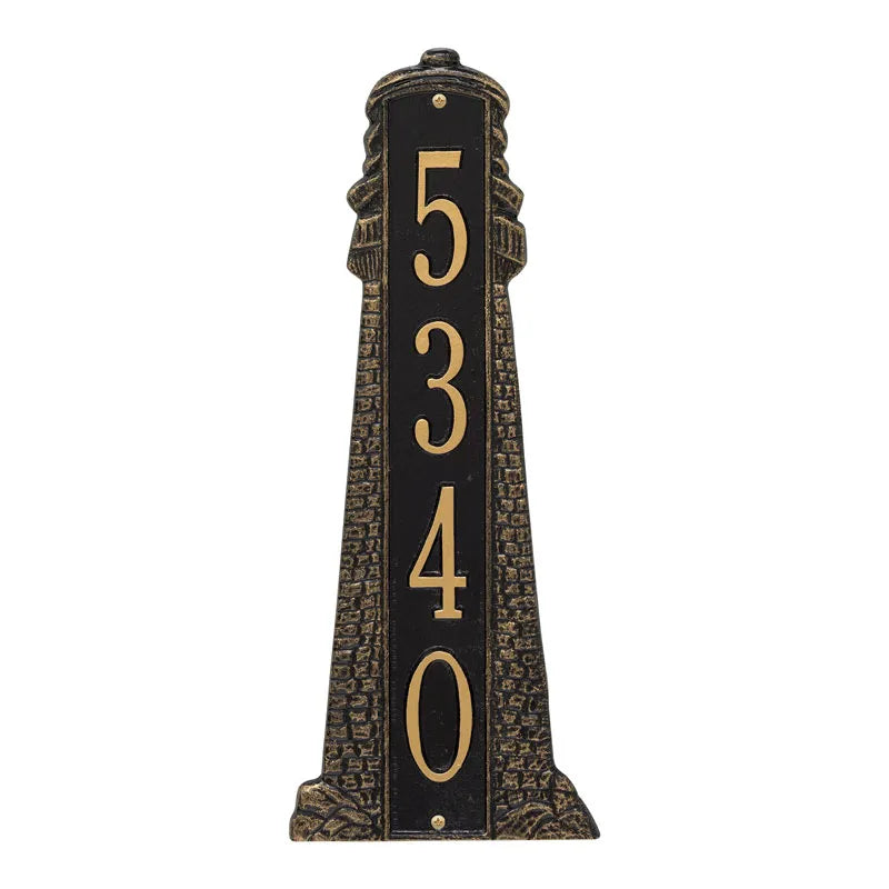 Whitehall Products Personalized Lighthouse Vertical Wall Plaque One Line Black/silver