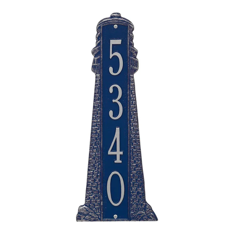 Whitehall Products Personalized Lighthouse Vertical Wall Plaque One Line Blue White