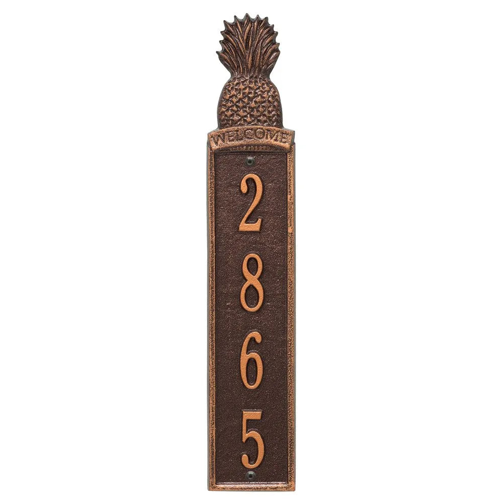 Whitehall Products Personalized Pineapple Vertical Wall Welcome Plaque One Line