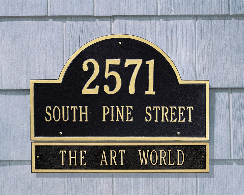 Whitehall Products Arch Extension Standard Wall Plaque One Line Black/white