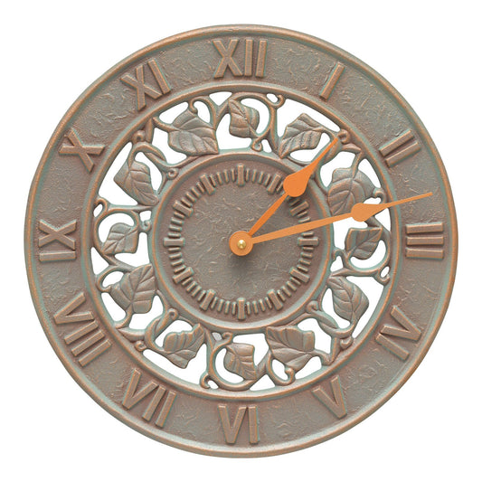 Whitehall Products Ivy 12 Indoor Outdoor Wall Clock Copper Verdigris