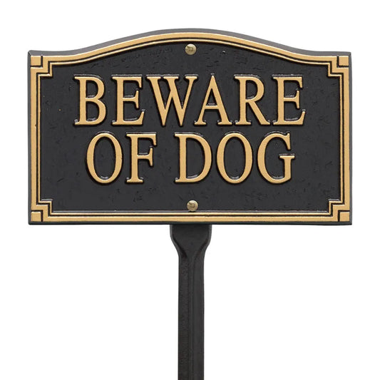 Whitehall "Beware of Dog" Wall/Lawn Statement Marker - Black/Gold