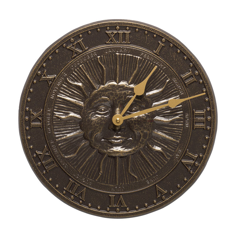 Whitehall Products Sunface 12 Indoor Outdoor Wall Clock French Bronze