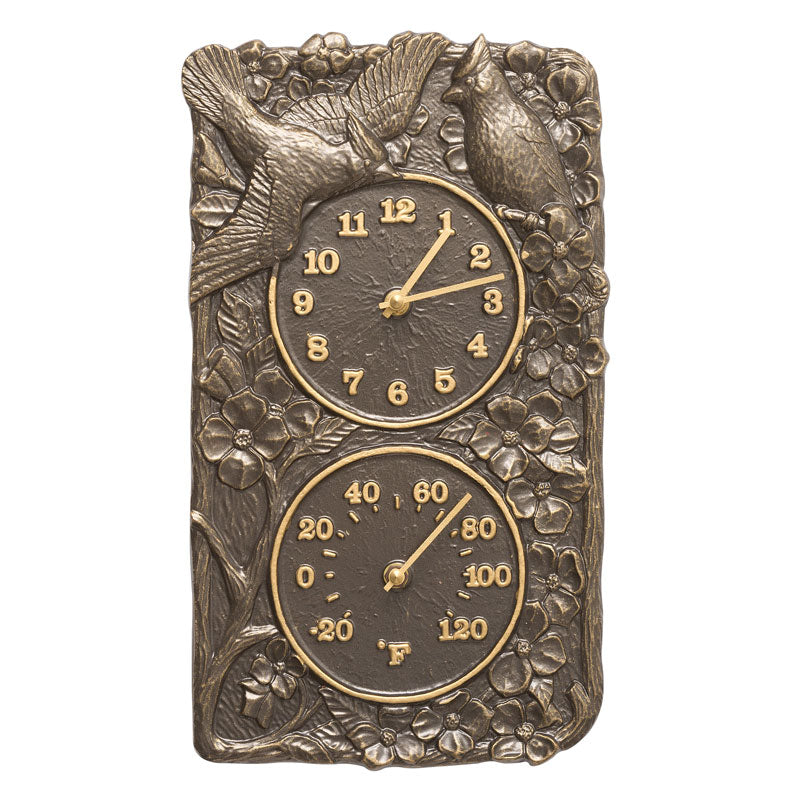 Whitehall Products Cardinal Wall Clock Thermometer French Bronze