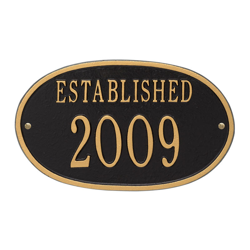 Whitehall Products Established Date Personalized Plaque One Line Black / Gold