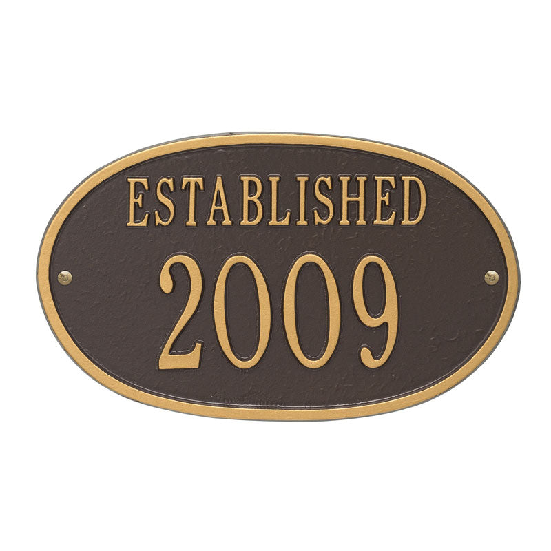 Whitehall Products Established Date Personalized Plaque One Line Oil Rubbed Bronze