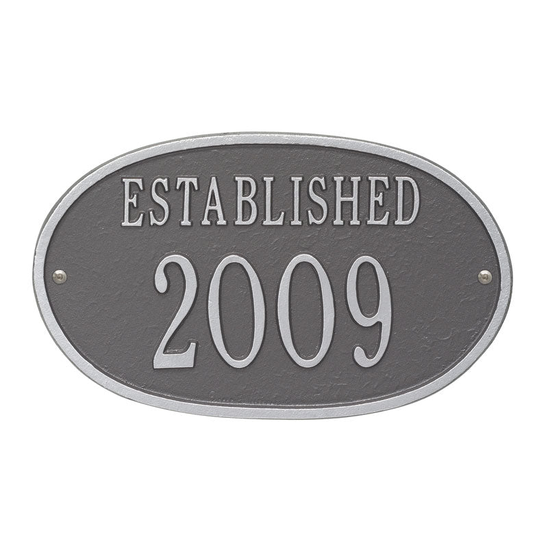 Whitehall Products Established Date Personalized Plaque One Line Pewter / Silver