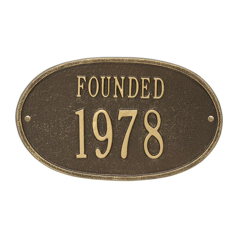 Whitehall Products Founded Date Personalized Plaque One Line Antique Brass