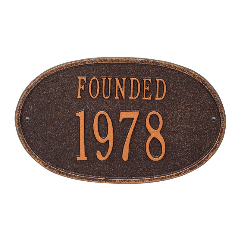 Whitehall Products Founded Date Personalized Plaque One Line Antique Copper