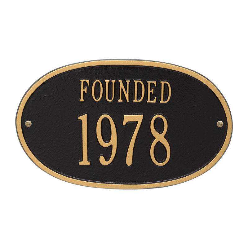 Whitehall Products Founded Date Personalized Plaque One Line Black / Gold