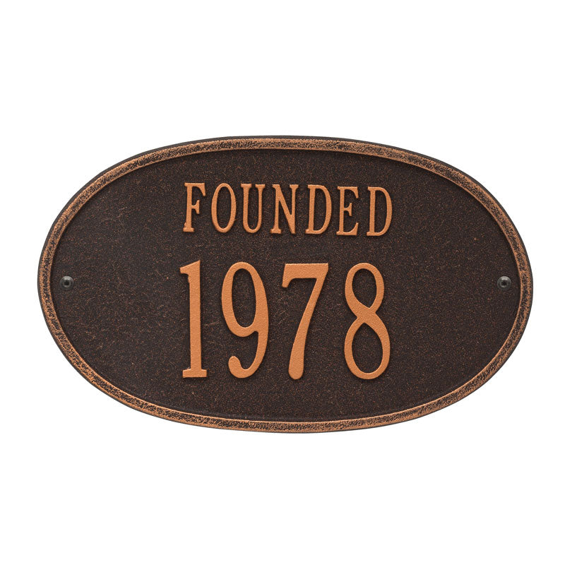 Whitehall Products Founded Date Personalized Plaque One Line Oil Rubbed Bronze