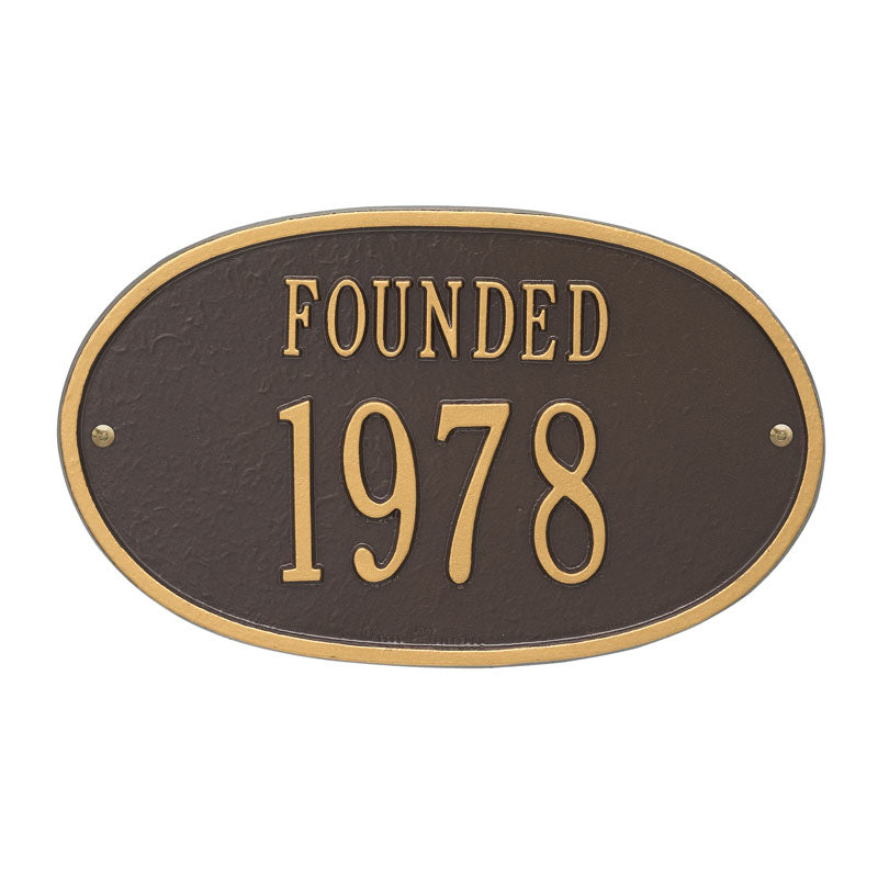 Whitehall Products Founded Date Personalized Plaque One Line Bronze / Gold