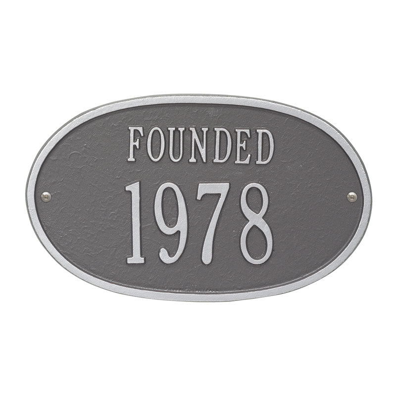 Whitehall Products Founded Date Personalized Plaque One Line Pewter / Silver