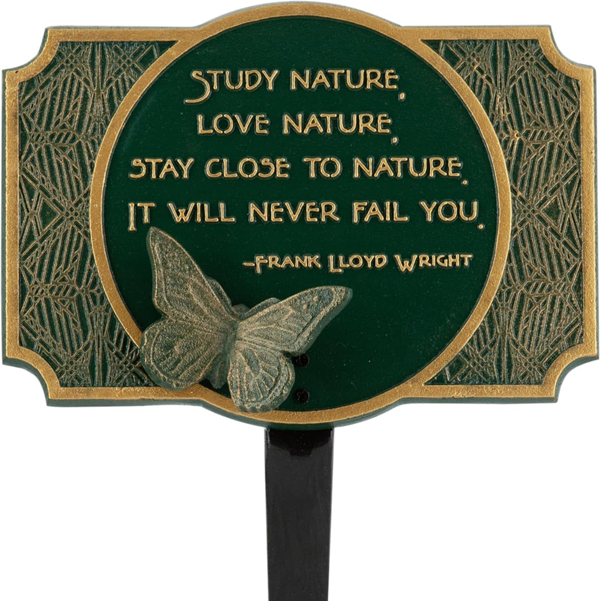 Frank Lloyd Wright Study Nature Garden Plaque with Butterfly Ornament