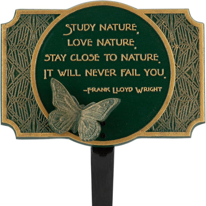 Frank Lloyd Wright Study Nature Garden Plaque with Butterfly Ornament