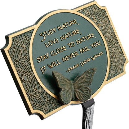 Frank Lloyd Wright Study Nature Garden Plaque with Butterfly Ornament