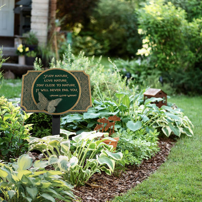 Frank Lloyd Wright Study Nature Garden Plaque with Butterfly Ornament